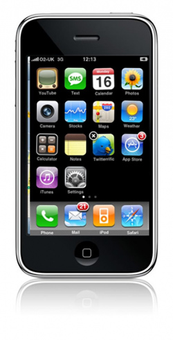 image of upright iPhone on home-screen